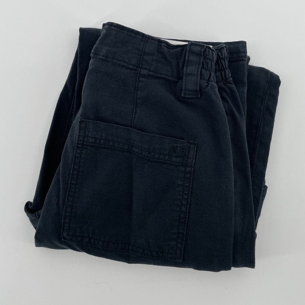 American Eagle High Rise Straight Cargo Pants Black Stretch 000 Regular 23W NEW